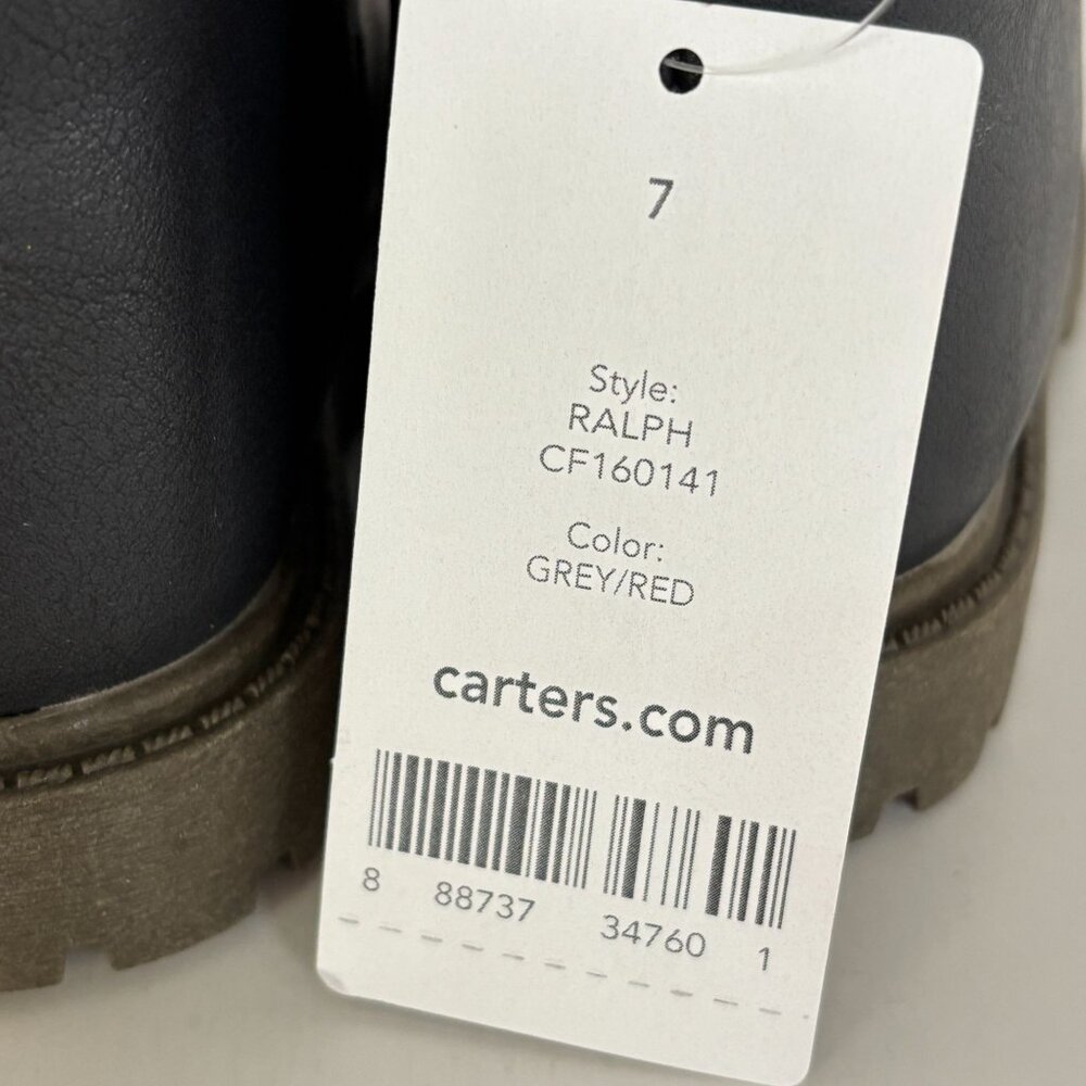 Carters Toddler Boys Ankle Boots Ralph Grey Fall Winter Lace Up Size 7 Shoes New - Picture 4 of 11
